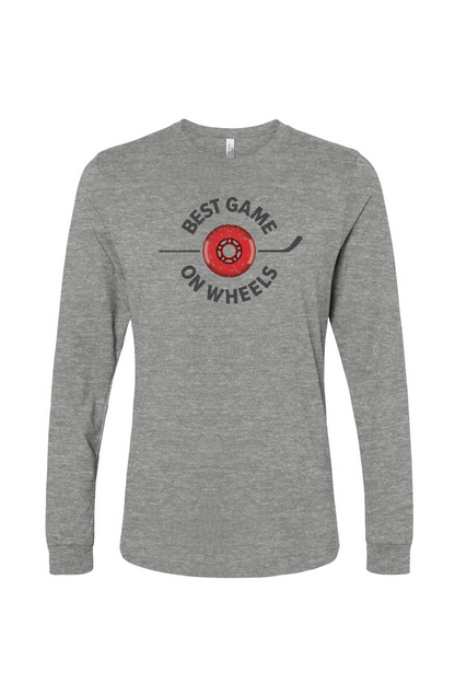 The Benchwarmer Best Game On Wheels Long Sleeve Grey | Barn Garb Hockey Threads