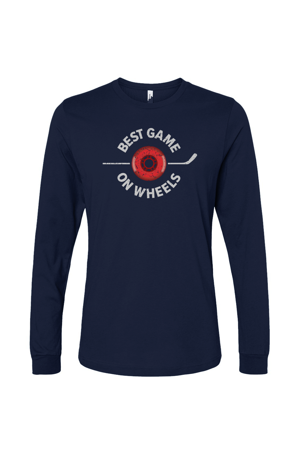 The Benchwarmer Best Game On Wheels Long Sleeve Navy Blue | Barn Garb Hockey Threads