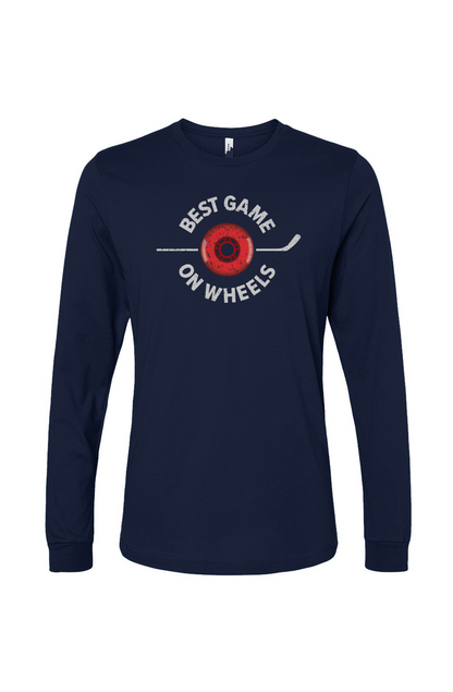 The Benchwarmer Best Game On Wheels Long Sleeve Navy Blue | Barn Garb Hockey Threads