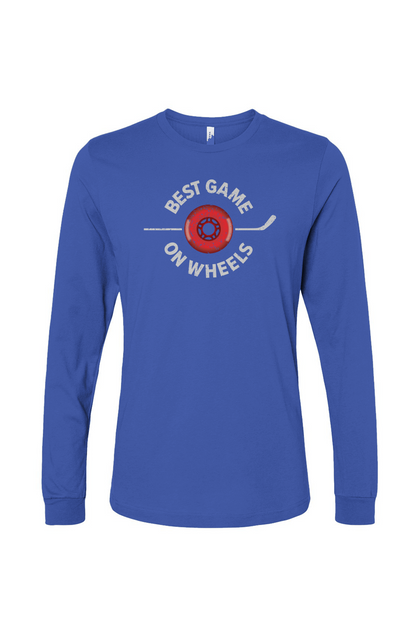 The Benchwarmer Best Game On Wheels Long Sleeve Royal Blue | Barn Garb Hockey Threads