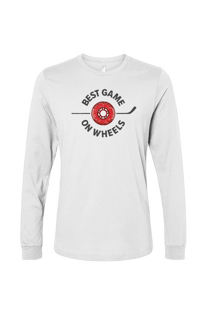 The Benchwarmer Best Game On Wheels Long Sleeve White | Barn Garb Hockey Threads