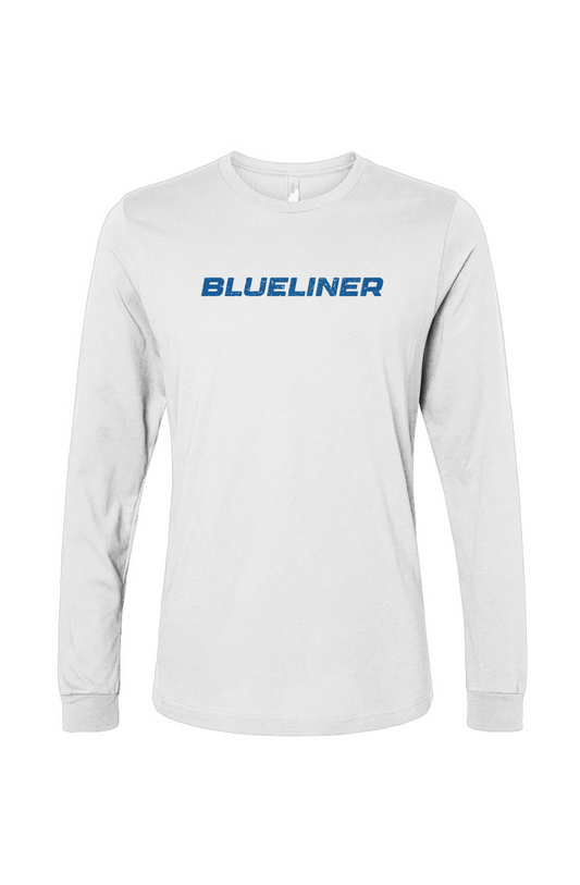 The Benchwarmer Blueliner Long Sleeve White | Barn Garb Hockey Threads