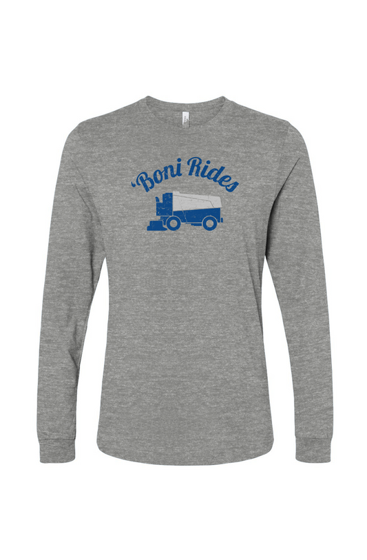 The Benchwarmer Boni' Rides Long Sleeve Grey | Barn Garb Hockey Threads