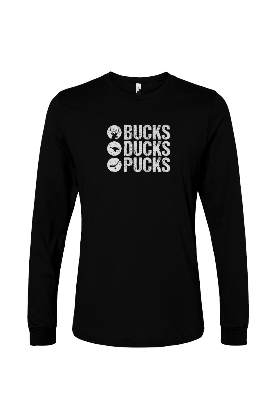 The Benchwarmer Bucks Ducks Pucks Long Sleeve Black | Barn Garb Hockey Threads