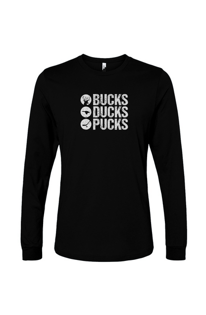 The Benchwarmer Bucks Ducks Pucks Long Sleeve Black | Barn Garb Hockey Threads