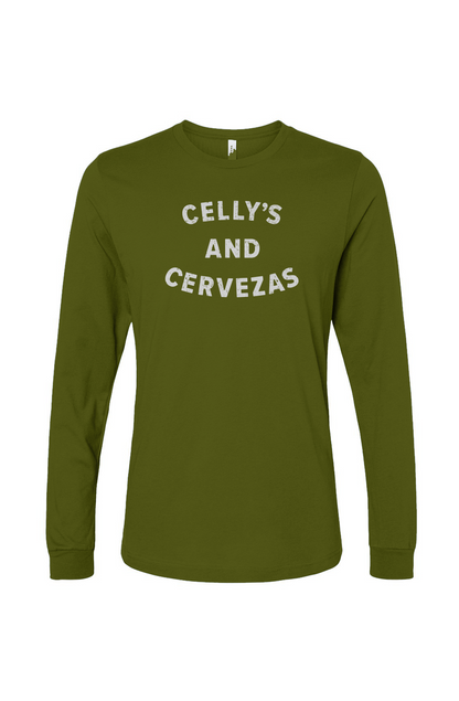 The Benchwarmer Celly's and Cervezas Long Sleeve Military Green | Barn Garb Hockey Threads