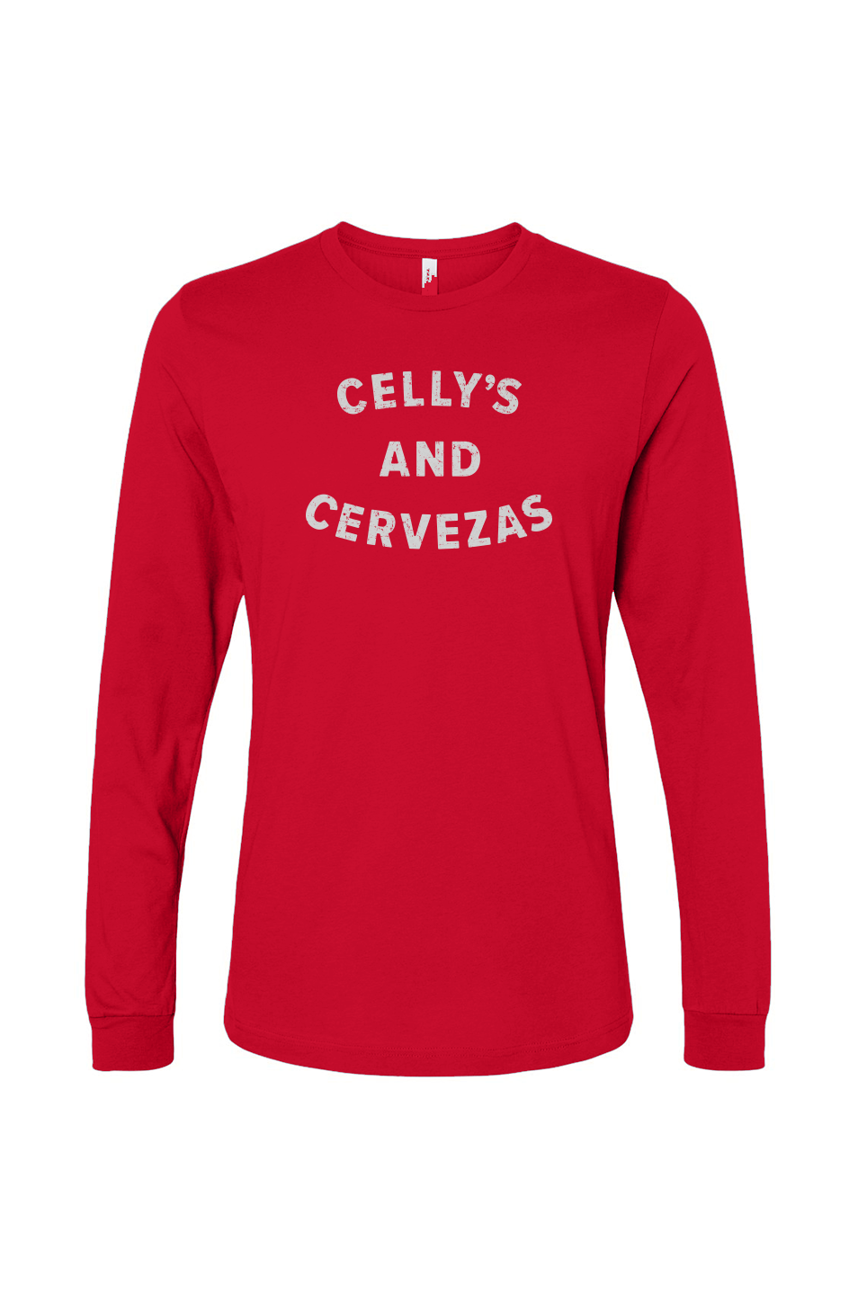 The Benchwarmer Celly's and Cervezas Long Sleeve Red | Barn Garb Hockey Threads
