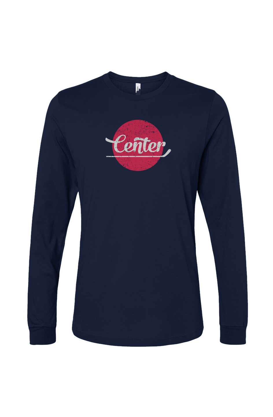 The Benchwarmer Center Dot Long Sleeve Navy Blue | Barn Garb Hockey Threads