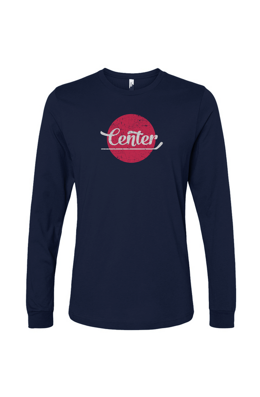 The Benchwarmer Center Dot Long Sleeve Navy Blue | Barn Garb Hockey Threads