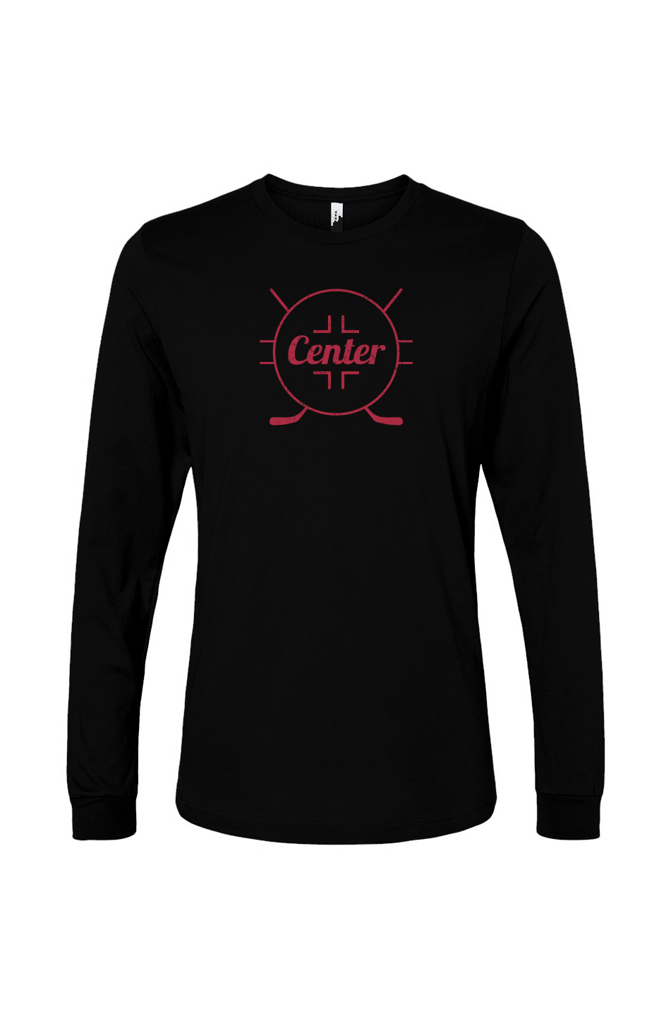 The Benchwarmer Center Faceoff Circle Long Sleeve Black | Barn Garb Hockey Threads