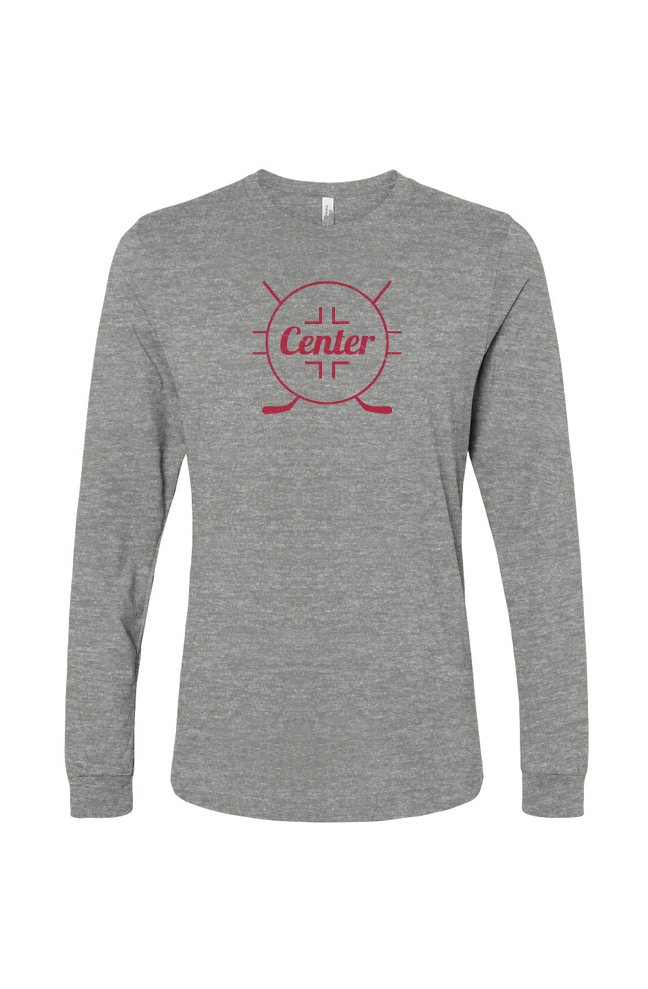 The Benchwarmer Center Faceoff Circle Long Sleeve Grey | Barn Garb Hockey Threads
