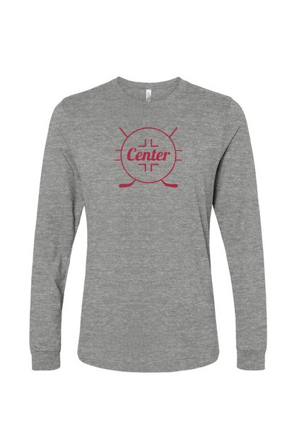 The Benchwarmer Center Faceoff Circle Long Sleeve Grey | Barn Garb Hockey Threads