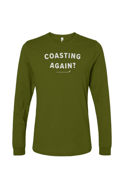 The Benchwarmer Coasting Again? Long Sleeve Military Green | Barn Garb Hockey Threads