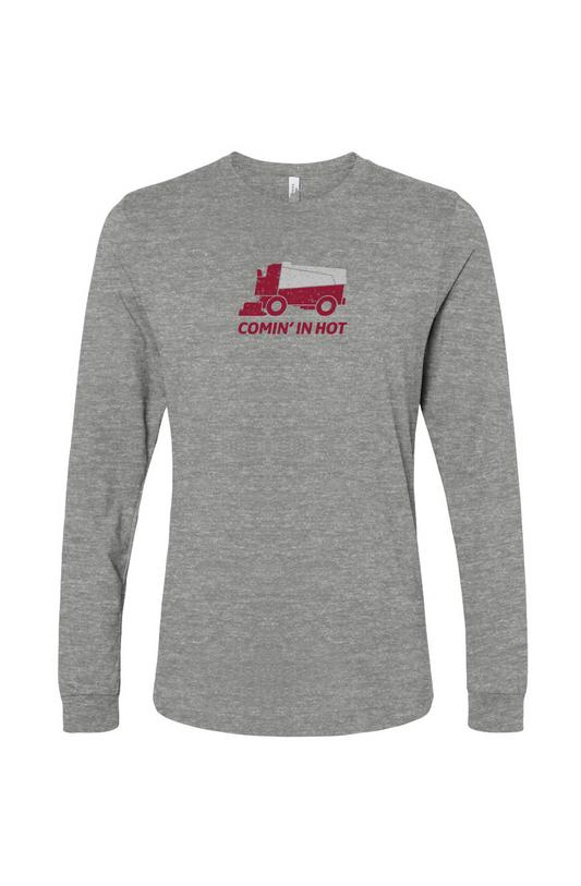The Benchwarmer Comin' in Hot Long Sleeve Grey | Barn Garb Hockey Threads