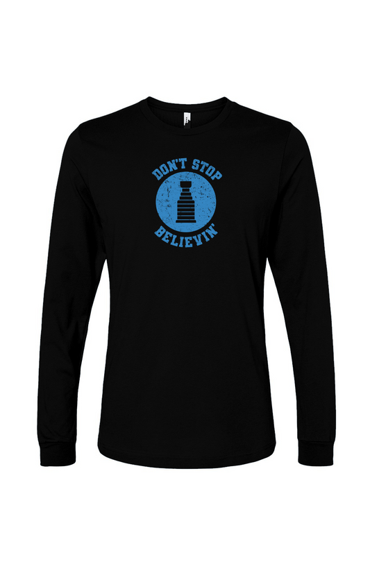 The Benchwarmer Don't Stop Believin' Long Sleeve Black | Barn Garb Hockey Threads