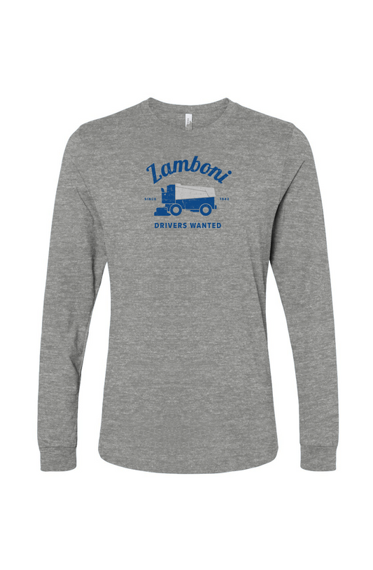 The Benchwarmer Drivers Wanted Long Sleeve Grey | Barn Garb Hockey Threads