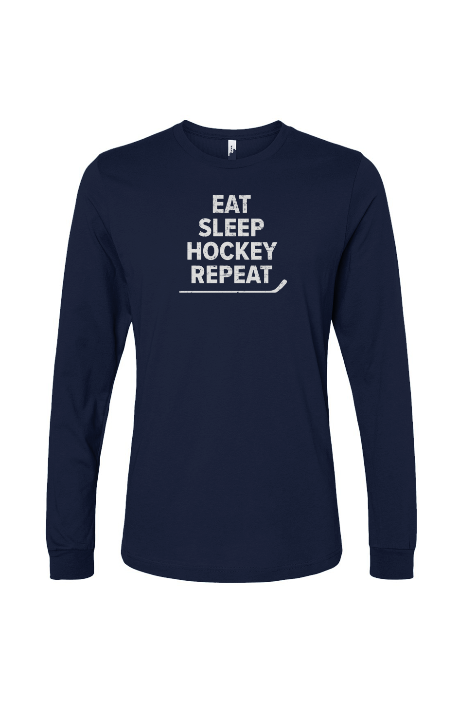 The Benchwarmer Eat Sleep Hockey Long Sleeve Navy Blue | Barn Garb Hockey Threads