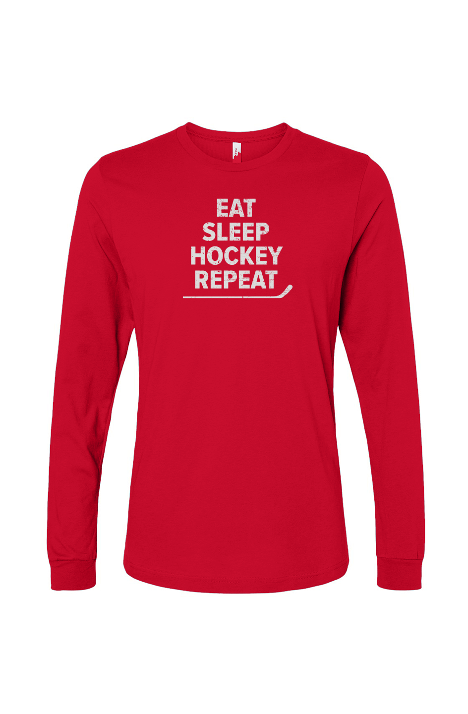The Benchwarmer Eat Sleep Hockey Long Sleeve Red | Barn Garb Hockey Threads