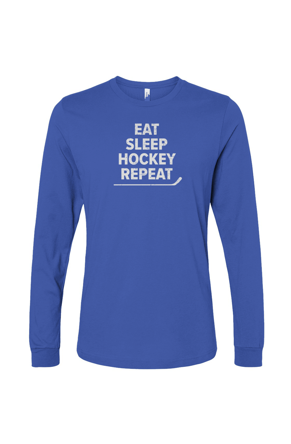 The Benchwarmer Eat Sleep Hockey Long Sleeve Royal Blue | Barn Garb Hockey Threads