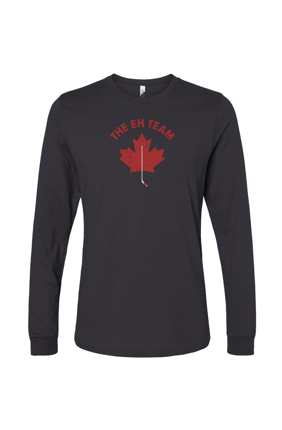 The Benchwarmer Eh Team Long Sleeve Charcoal | Barn Garb Hockey Threads