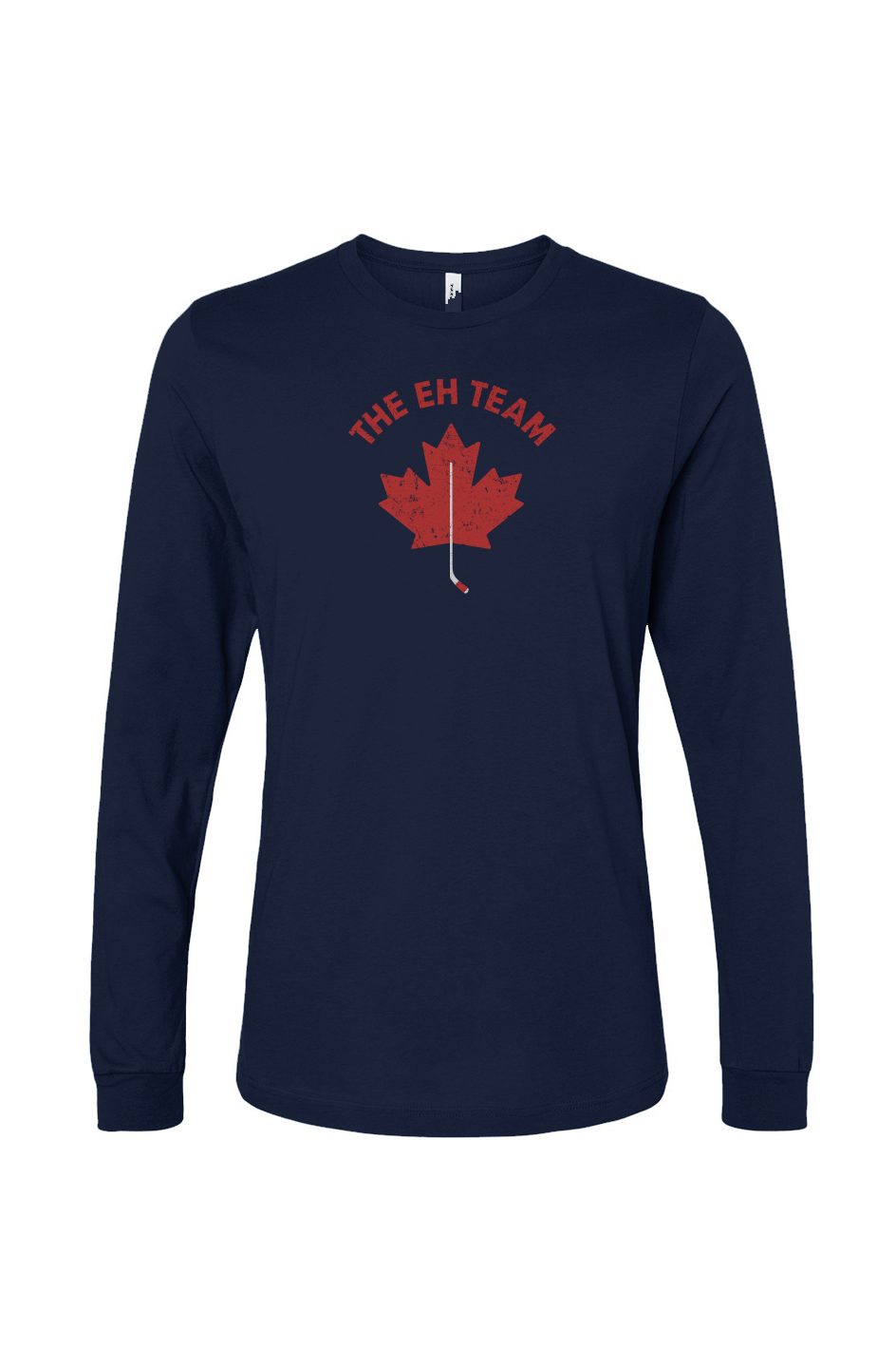 The Benchwarmer Eh Team Long Sleeve Navy Blue | Barn Garb Hockey Threads