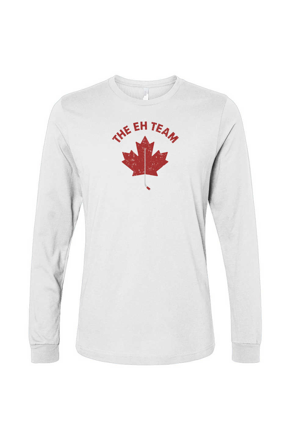 The Benchwarmer Eh Team Long Sleeve White | Barn Garb Hockey Threads