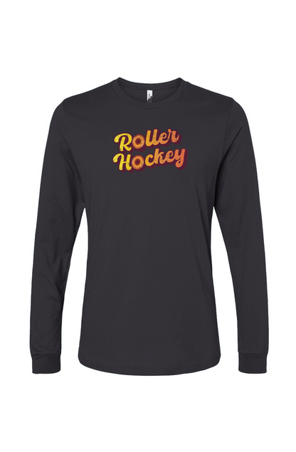 The Benchwarmer Feeling Groovy Roller Hockey Long Sleeve Tee Charcoal | Barn Garb Hockey Threads