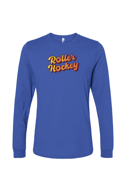 The Benchwarmer Feeling Groovy Roller Hockey Long Sleeve Tee Royal Blue | Barn Garb Hockey Threads