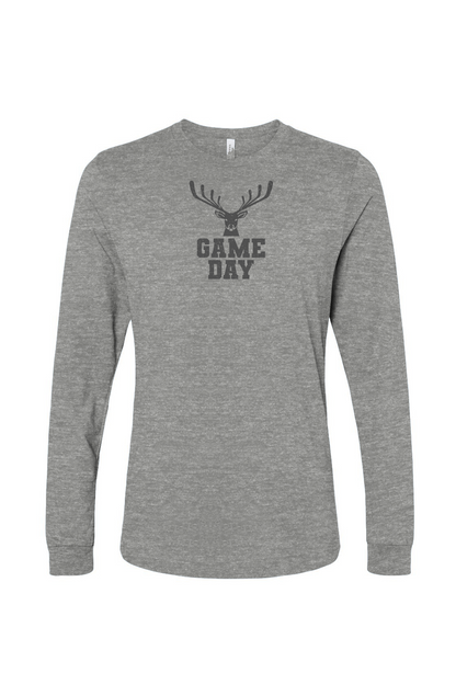 The Benchwarmer Game Day Buck Long Sleeve Grey | Barn Garb Hockey Threads