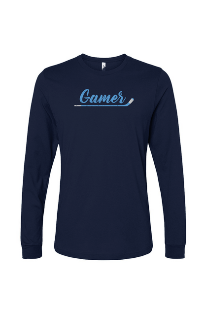 The Benchwarmer Gamer Long Sleeve Navy Blue | Barn Garb Hockey Threads