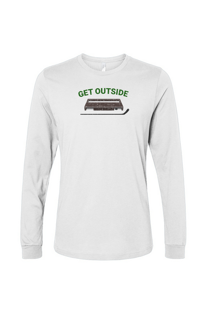 The Benchwarmer Get Outside Long Sleeve White | Barn Garb Hockey Threads