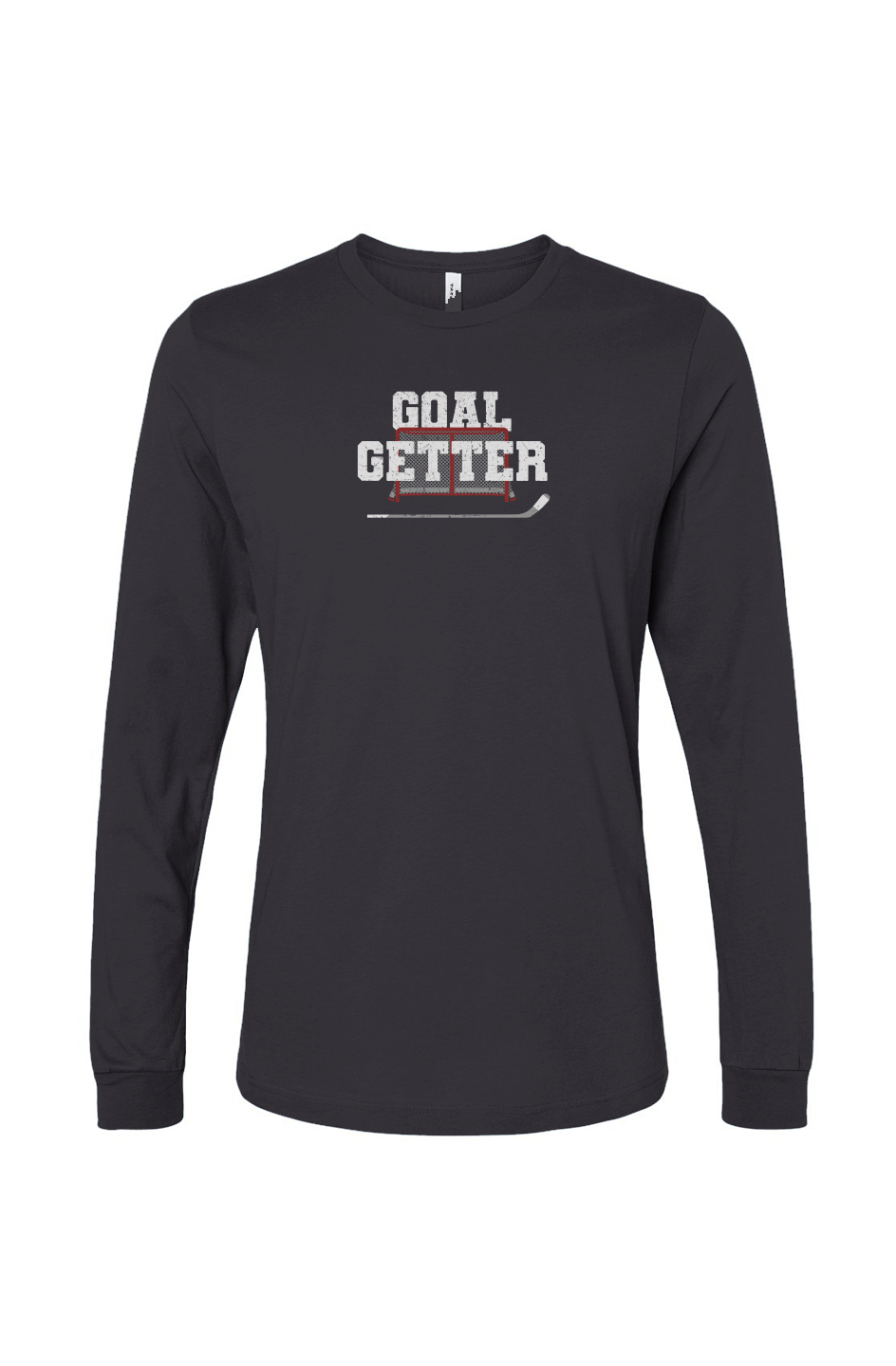 The Benchwarmer Goal Getter Long Sleeve Charcoal | Barn Garb Hockey Threads