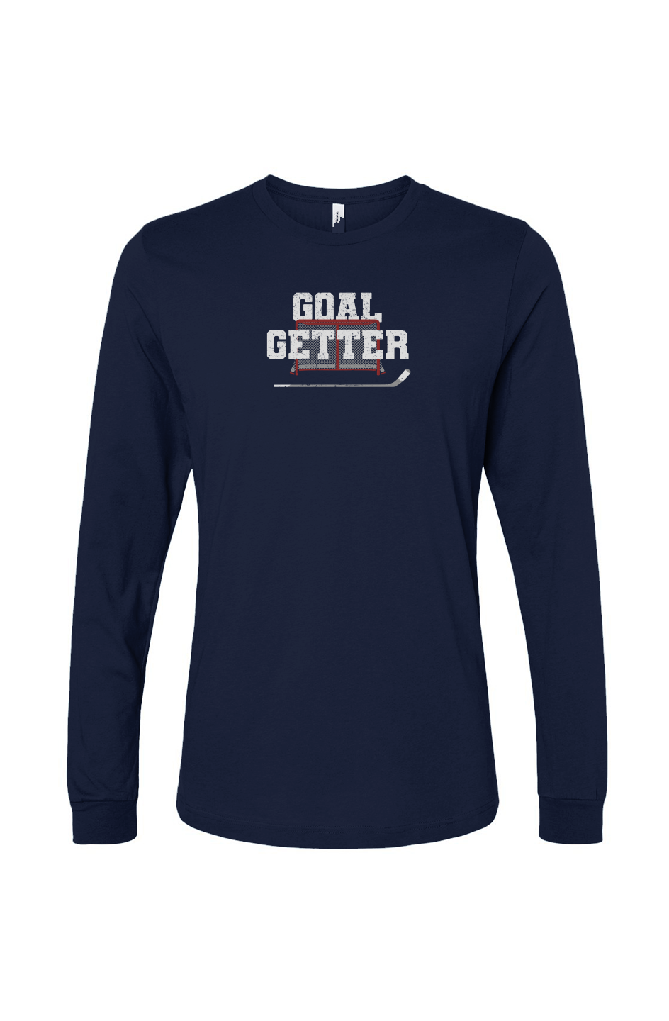 The Benchwarmer Goal Getter Long Sleeve Navy Blue | Barn Garb Hockey Threads