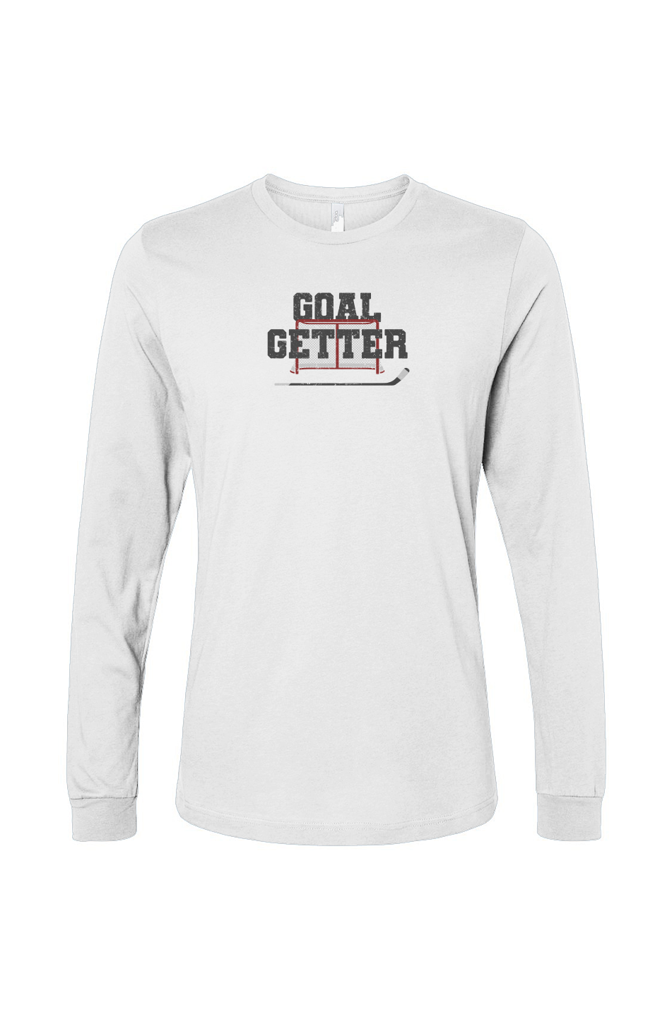 The Benchwarmer Goal Getter Long Sleeve White | Barn Garb Hockey Threads