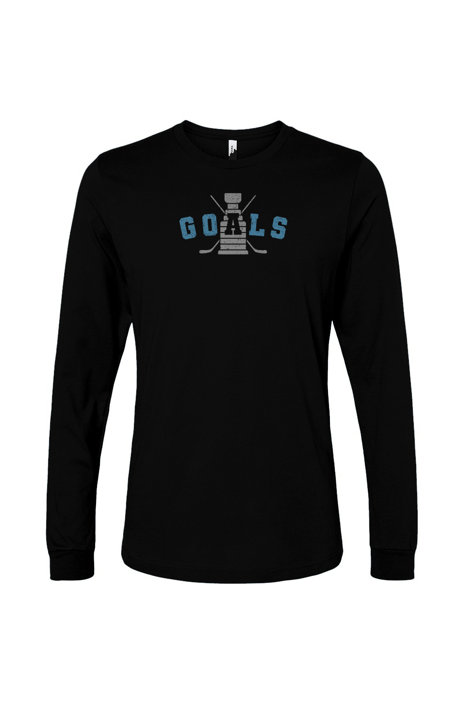 The Benchwarmer Goals Crossed Sticks Long Sleeve Black | Barn Garb Hockey Threads