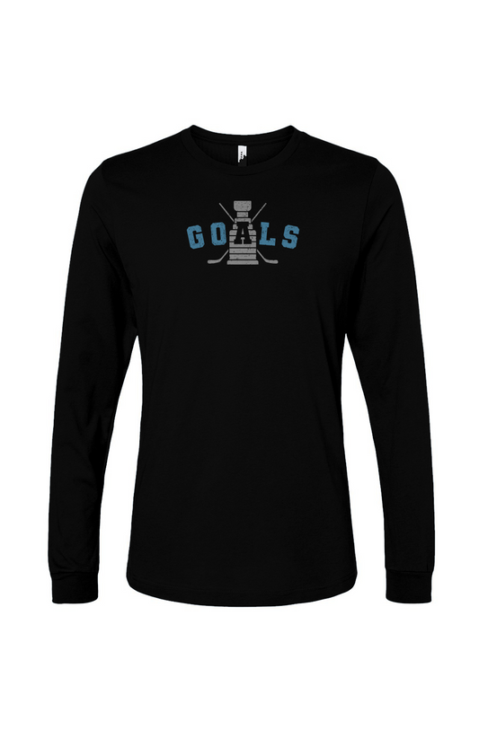 The Benchwarmer Goals Crossed Sticks Long Sleeve Black | Barn Garb Hockey Threads