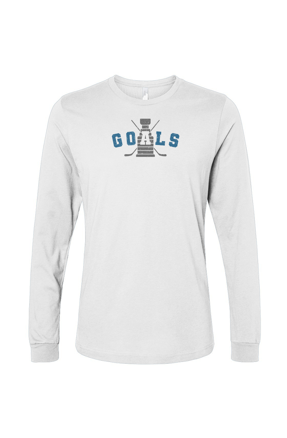 The Benchwarmer Goals Crossed Sticks Long Sleeve White | Barn Garb Hockey Threads
