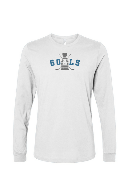The Benchwarmer Goals Crossed Sticks Long Sleeve White | Barn Garb Hockey Threads
