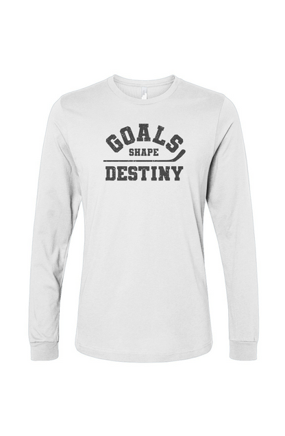 The Benchwarmer Goals Shape Destiny Long Sleeve White | Barn Garb Hockey Threads