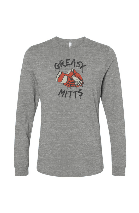 The Benchwarmer Greasy Mitts Long Sleeve Grey | Barn Garb Hockey Threads