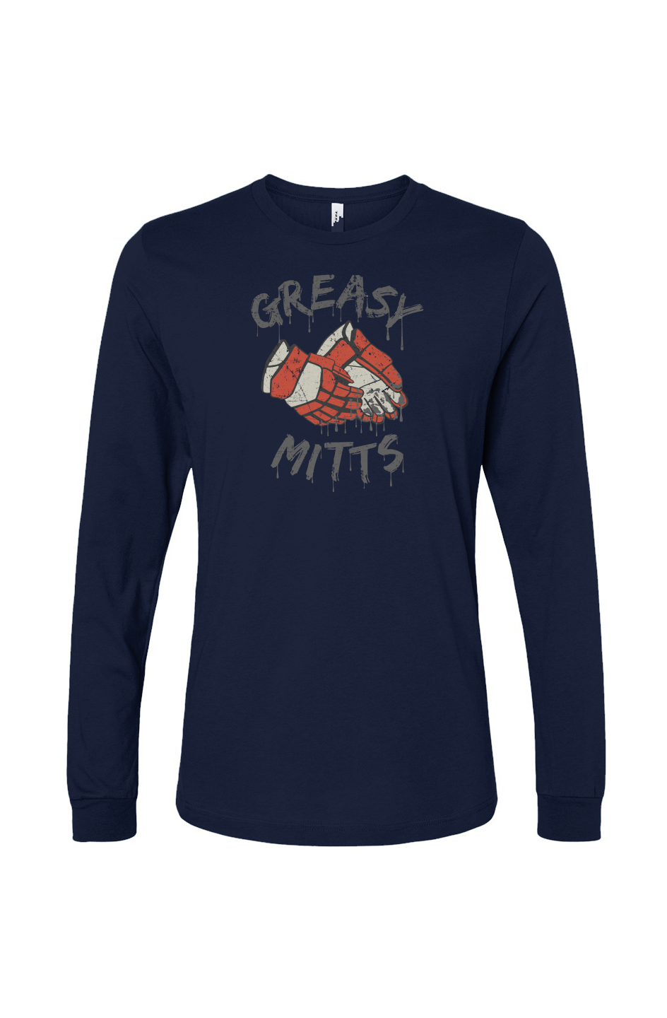 The Benchwarmer Greasy Mitts Long Sleeve Navy Blue | Barn Garb Hockey Threads