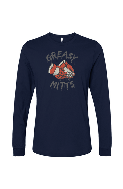 The Benchwarmer Greasy Mitts Long Sleeve Navy Blue | Barn Garb Hockey Threads