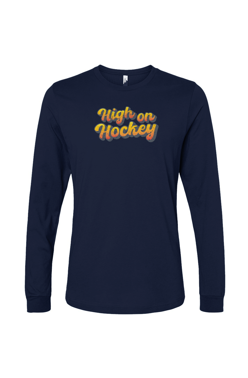 The Benchwarmer High on Hockey Long Sleeve Navy Blue | Barn Garb Hockey Threads