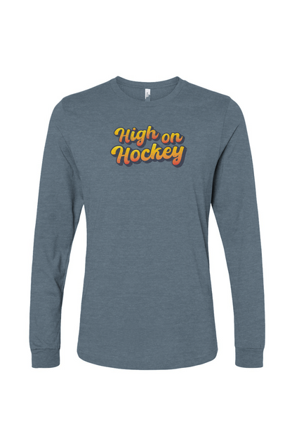 The Benchwarmer High on Hockey Long Sleeve Slate Blue | Barn Garb Hockey Threads