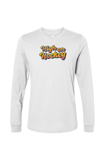 The Benchwarmer High on Hockey Long Sleeve White | Barn Garb Hockey Threads