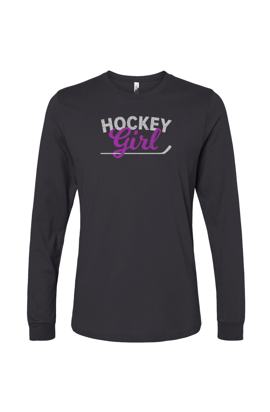 The Benchwarmer Hockey Girl Long Sleeve Charcoal | Hockey Girl Barn Garb Hockey Threads