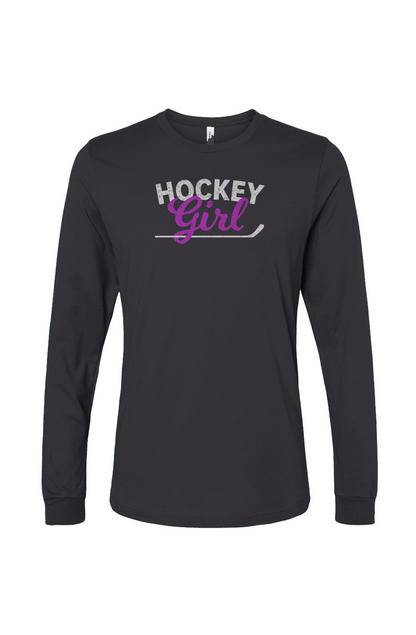 The Benchwarmer Hockey Girl Long Sleeve Charcoal | Hockey Girl Barn Garb Hockey Threads