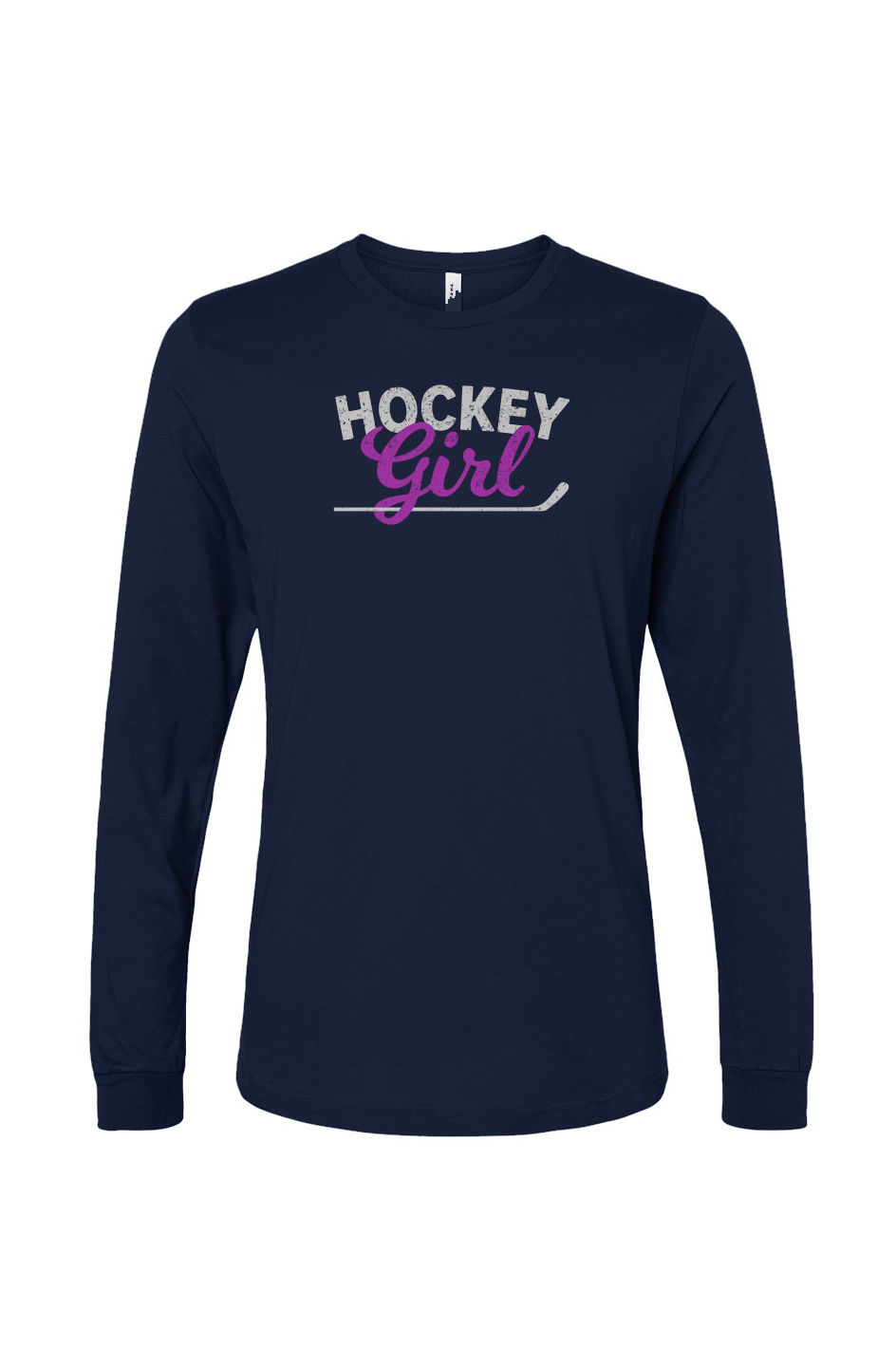 The Benchwarmer Hockey Girl Long Sleeve Navy Blue | Hockey Girl Barn Garb Hockey Threads