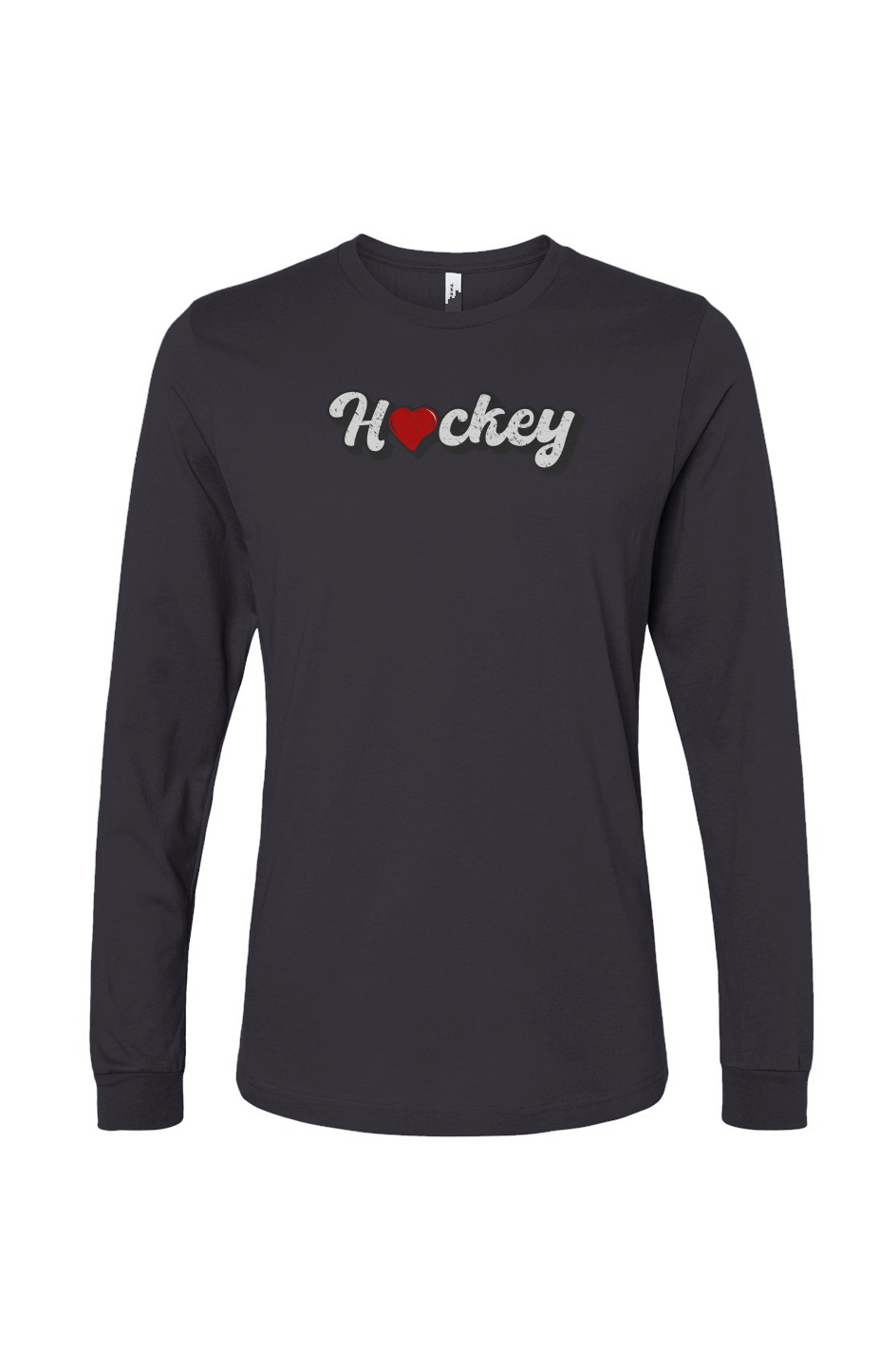 The Benchwarmer Hockey Heart Long Sleeve Charcoal | Barn Garb Hockey Threads