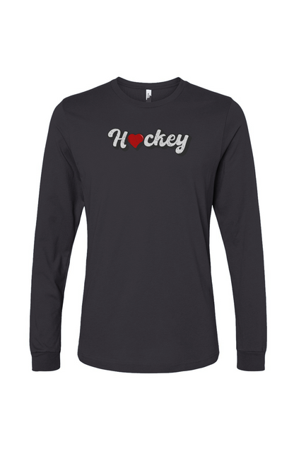 The Benchwarmer Hockey Heart Long Sleeve Charcoal | Barn Garb Hockey Threads